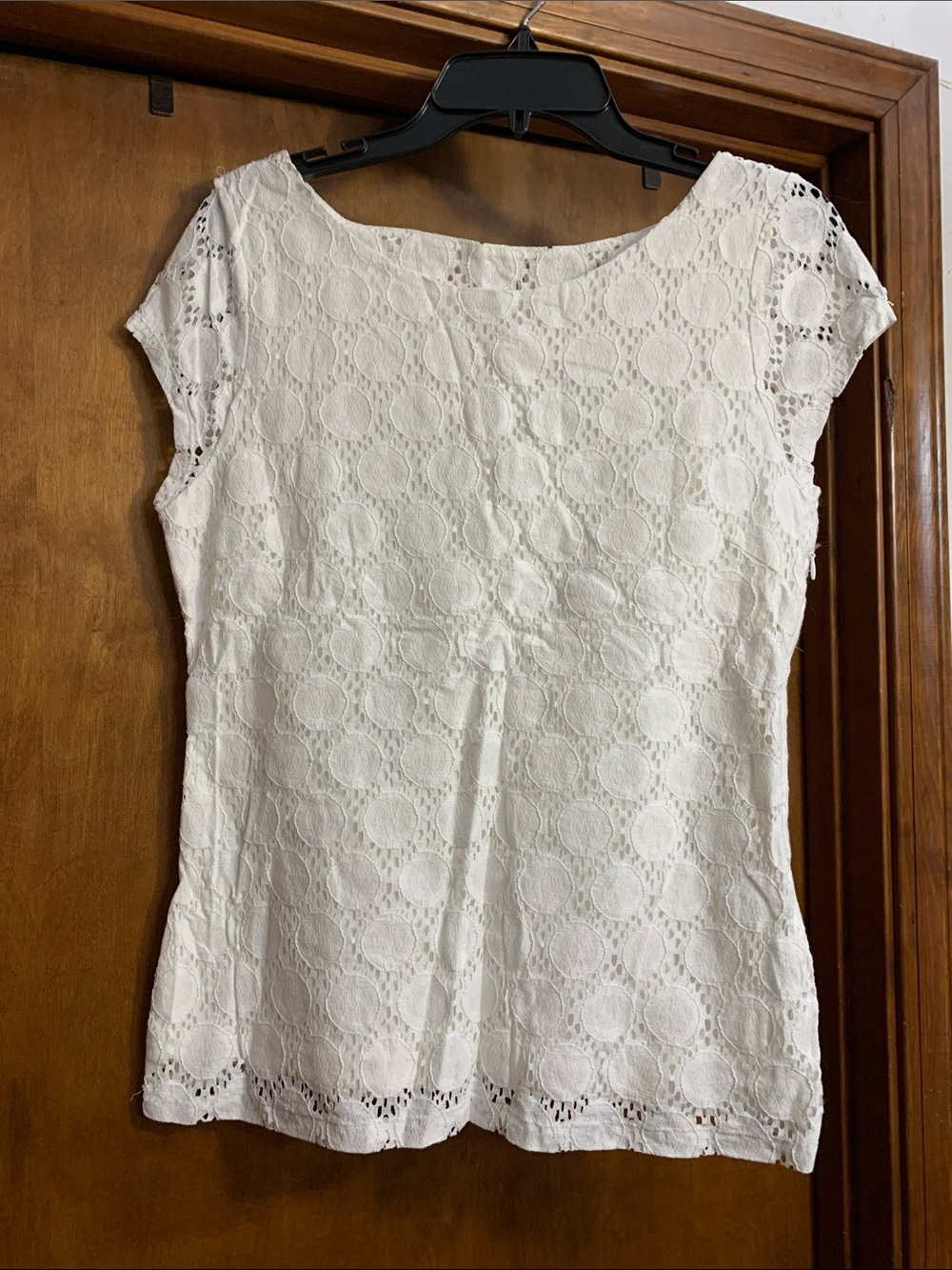 Banana Republic White Lace Cap-Sleeve Blouse